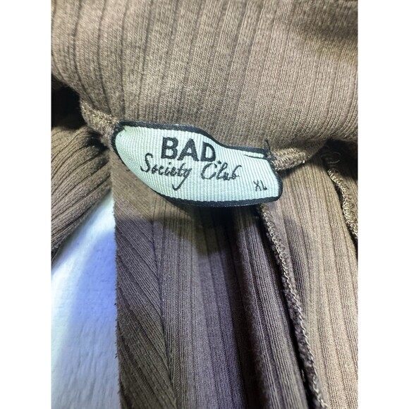 Bad society Club Dark Brown Ribbed Leggings Form Fit Y2K V Line XL Soft Comfy - Picture 9 of 12